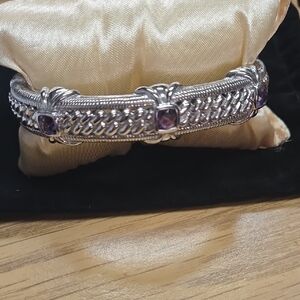 Judith Ripka Bangle Bracelet With Amethyst Stones